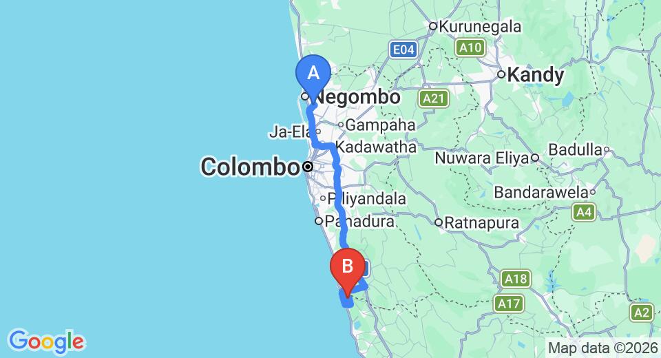 Transfer between Colombo Airport (CMB) and Lunuganga Country Estate, Bentota