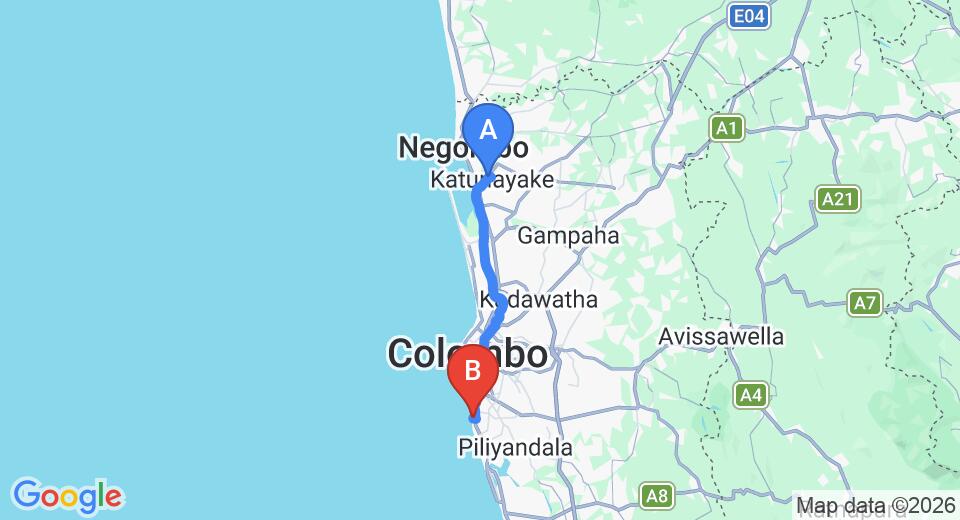 Transfer between Colombo Airport (CMB) and Mount Lavinia House, Mount Lavinia