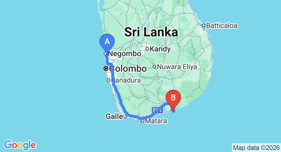 Colombo (CMB) Airport to Hambantota City Private Transfer