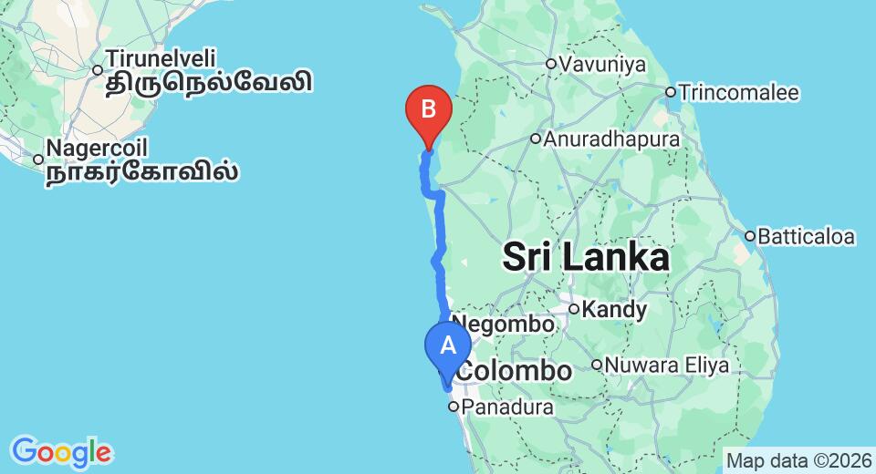 Ratmalana (RML) Airport to Kalpitiya City Private Transfer