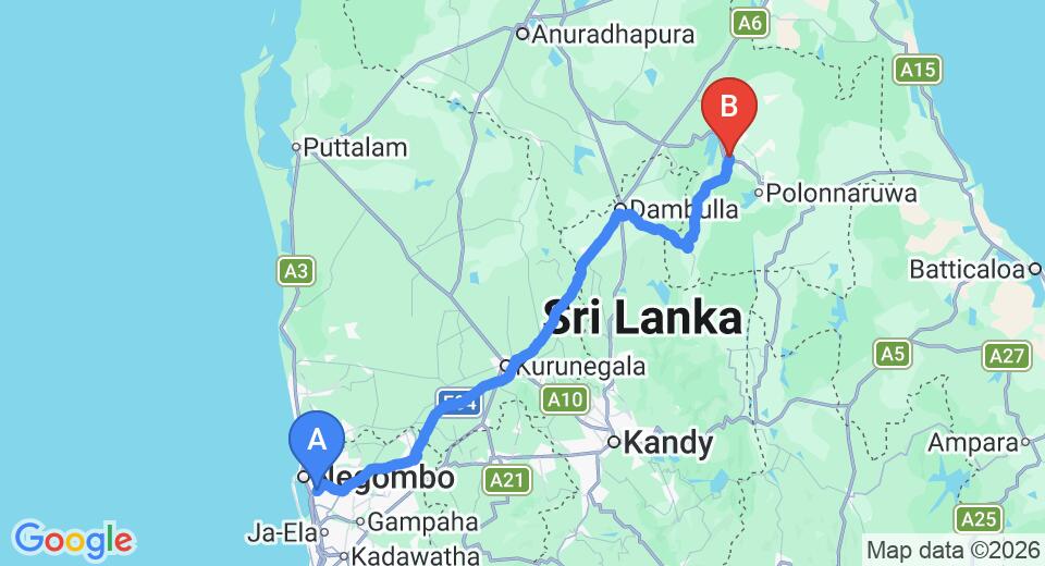 Colombo (CMB) Airport to Giritale City Private Transfer
