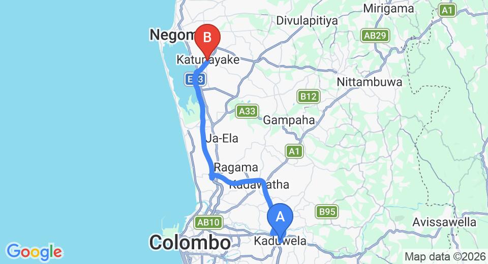 Kaduwela City to Colombo (CMB) Airport Private Transfer