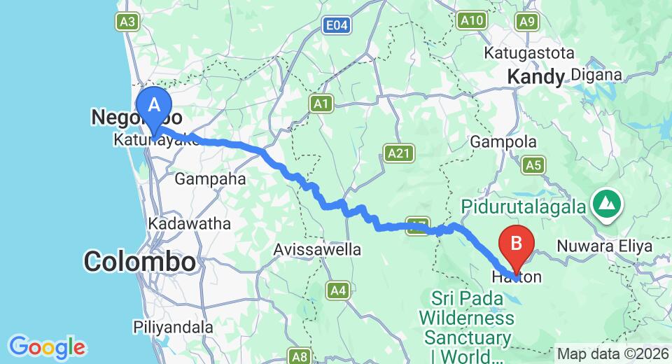 Colombo (CMB) Airport to Hatton City Private Transfer