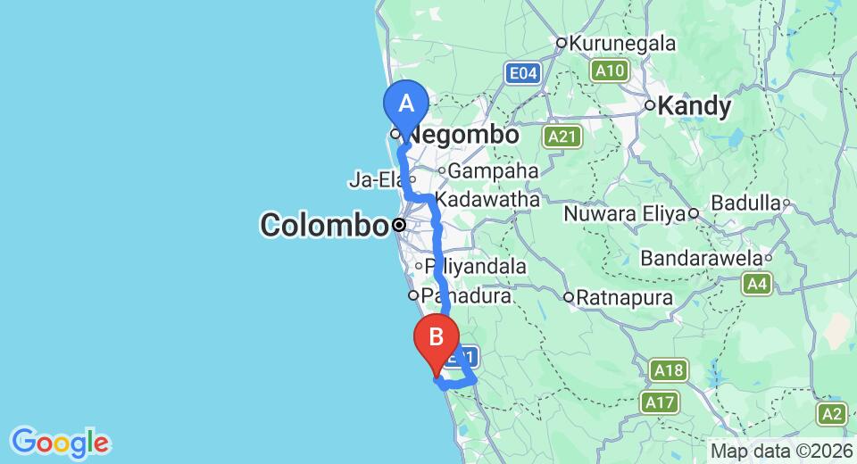 Transfer between Colombo Airport (CMB) and Cinnamon Bey, Beruwala