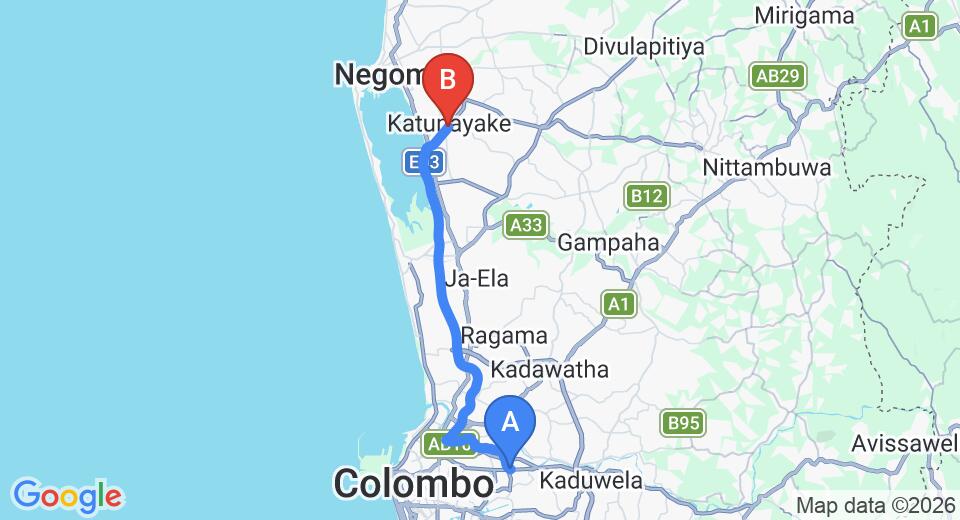 Angoda City to Colombo (CMB) Airport Private Transfer
