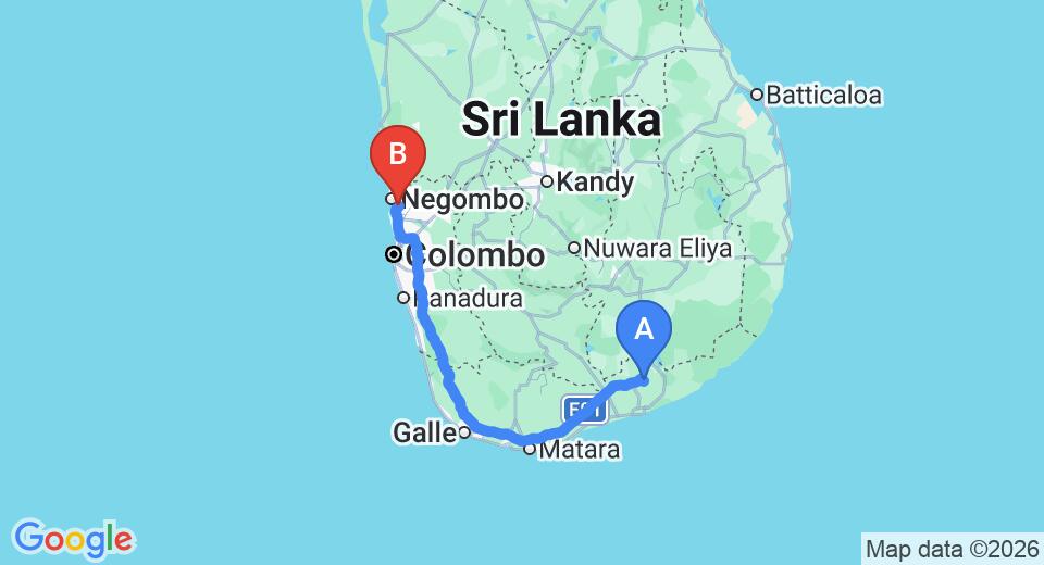 Mattala Airport (HRI) to Colombo Airport (CMB) Private Transfer