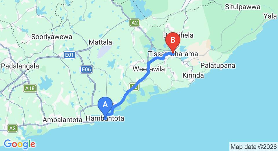 Hambantota City to Tissamaharama City Transfer