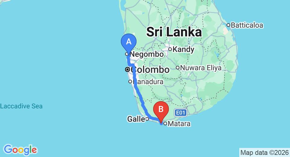 Transfer between Colombo Airport (CMB) and Beaches, Countryside, Nature - Refreshing Vacation, Mirissa
