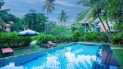 Sunset Point - swimming pool with tropical garden and mountain views