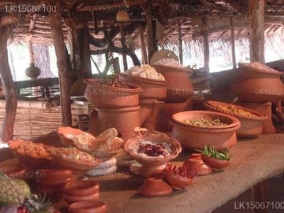 Forest Hideout - terracotta pots and fresh bread displayed in rustic kitchen workspace