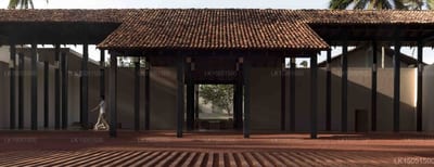 Amanwella - wooden pavilion with striped floor and traditional tiled roof